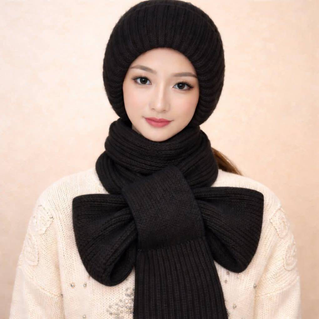 Winter Protection Windproof Cap with Scarf (Black)